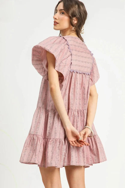 Ruffled Cap Sleeve Tiered Mini Dress - Eva's Edition