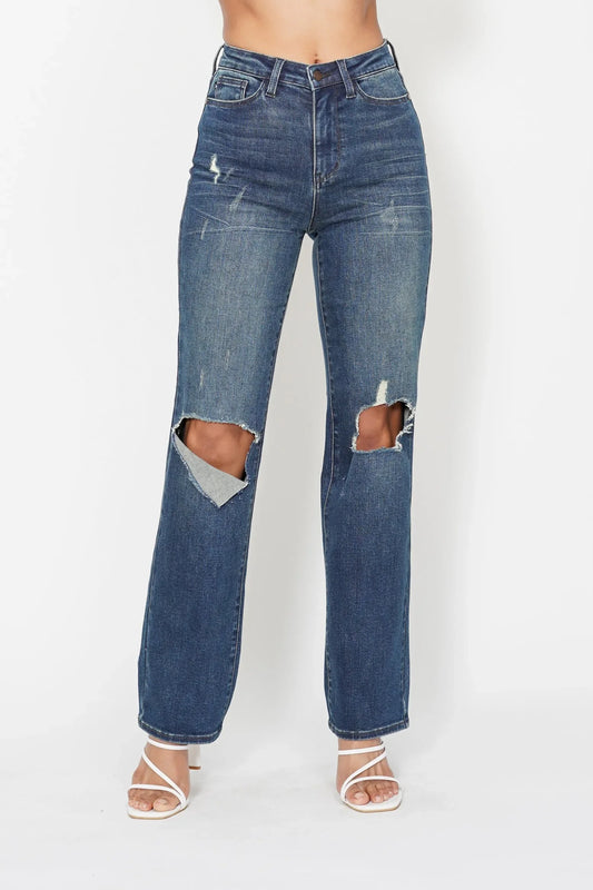 Ripped Knee Dad Jeans Plus Size - Eva's Edition