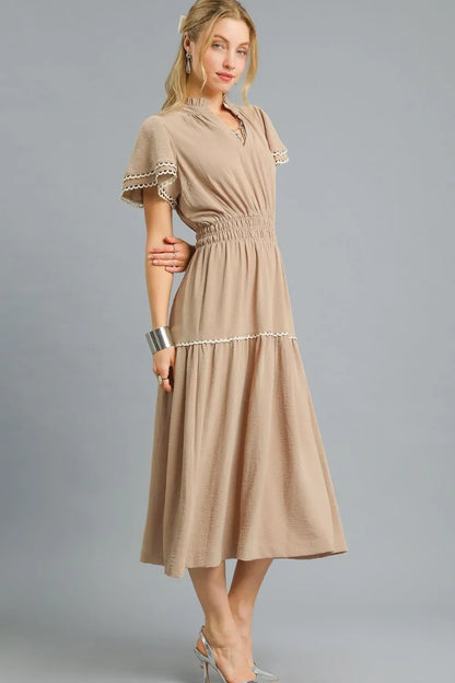 Tiered Flutter Sleeve Midi Dress - Eva's Edition