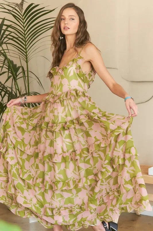 Ruffled Tiered Scoop Neck Cami Dress - Eva's Edition